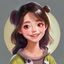 吃瓜小能手用户头像，年轻女性，笑容自然