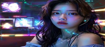 网红达人直播间截图式爆料吃瓜配图，屏幕光线映照面部，科技感强烈